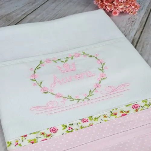 Kit Enxoval Fraldas Princesinha Floral Personalizado Bordada