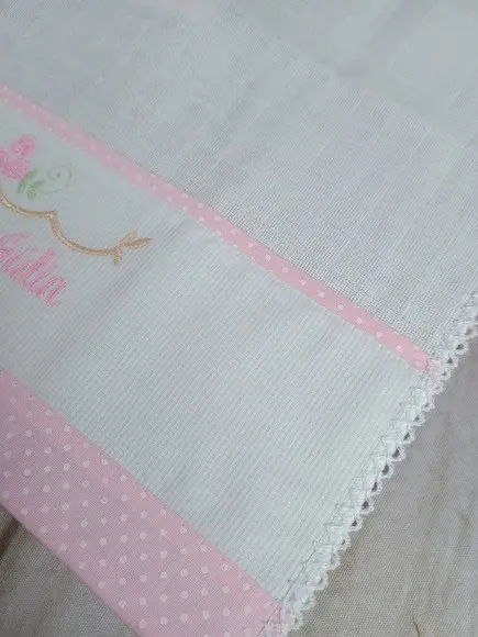 Kit Fralda de Boca Personalizadas Rosa Floral Enxoval