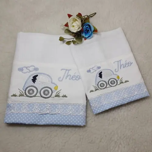Kit Fralda de Ombro e Fralda Boca Personalizada Carrinho