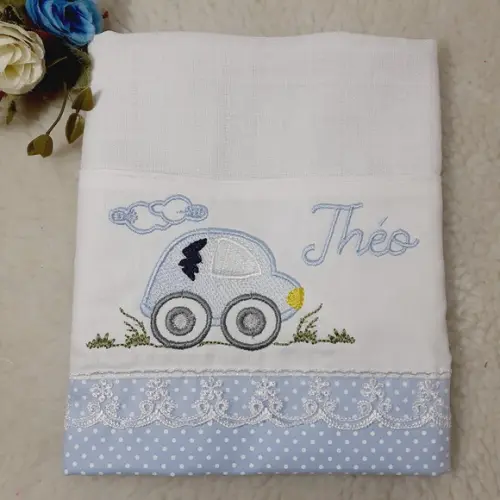 Kit Fralda de Ombro e Fralda Boca Personalizada Carrinho