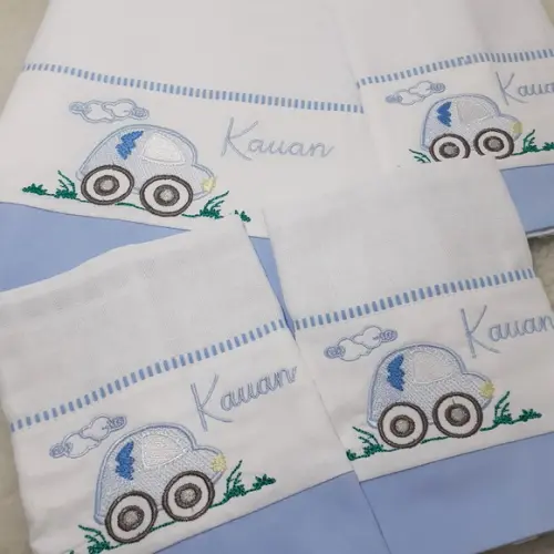 Kit Fralda Ombro com Nome e Fraldinhas de Boca Carrinho