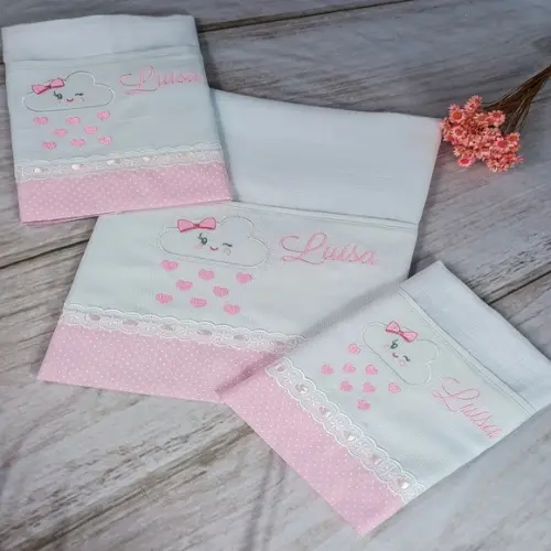 Kit Fralda Personalizada Chuvinha de Amor com Nome Bordado