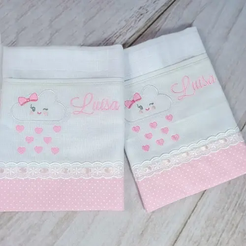Kit Fralda Personalizada Chuvinha de Amor com Nome Bordado