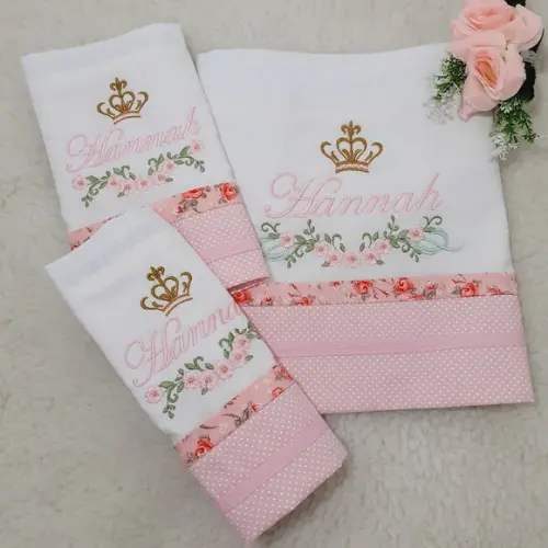 Kit Fraldas Bordadas Personalizadas Jardim de Flores