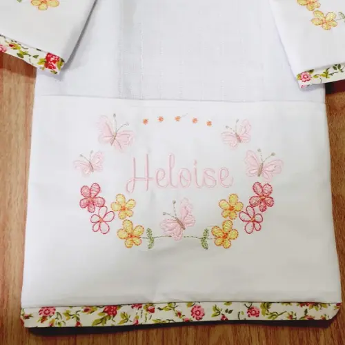 Kit Fraldas Bordadas Personalizadas Jardim Menina Rosa
