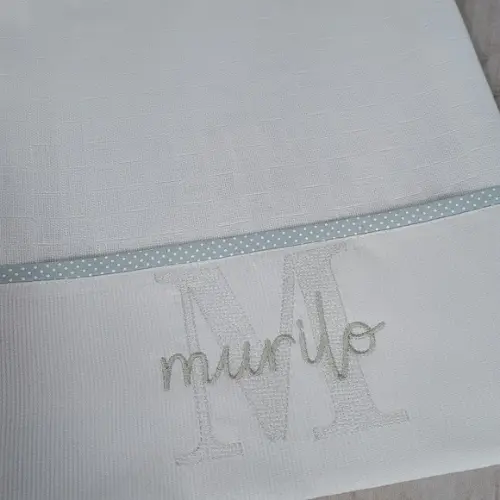 Kit Fraldas de Tecido Bordadas com Nome Personalizado Cinza