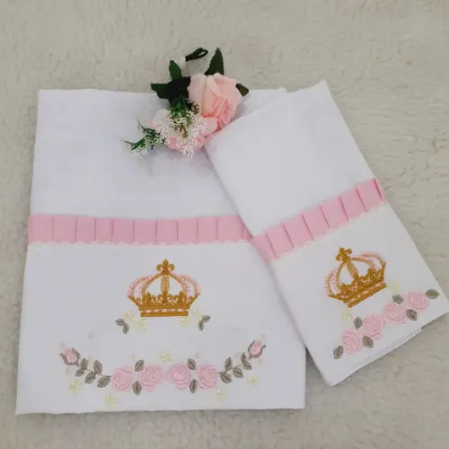 Kit Fraldas de Tecido Bordadas Menina Princesa Flores