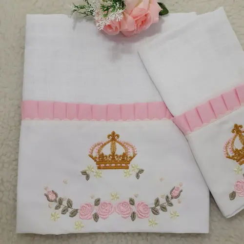 Kit Fraldas de Tecido Bordadas Menina Princesa Flores