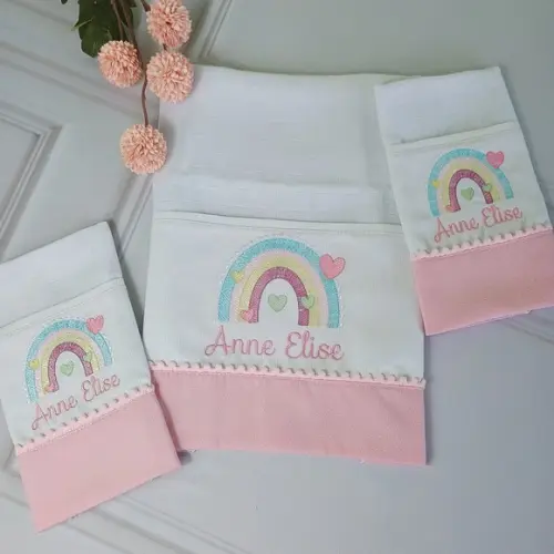 Kit Fraldas Personalizadas Arco-íris Delicado Enxoval Bebê