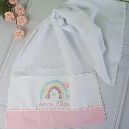 Kit Fraldas Personalizadas Arco-íris Delicado Enxoval Bebê