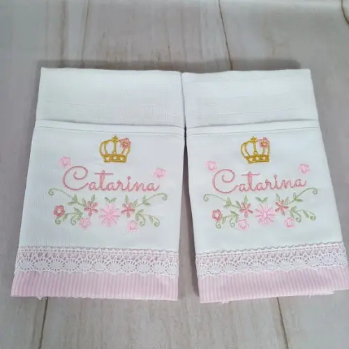 Kit Fraldas Personalizadas Bordado Floral Princesa Delicada