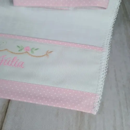 Kit Fraldas Personalizadas Rosa Floral Enxoval Bebê