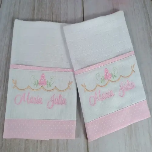 Kit Fraldas Personalizadas Rosa Floral Enxoval Bebê