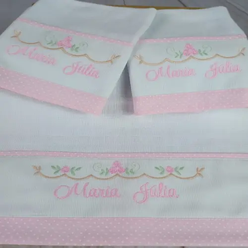 Kit Fraldas Personalizadas Rosa Floral Enxoval Bebê