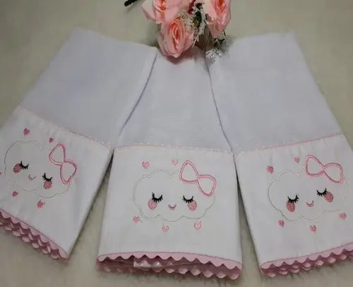 Kit Fraldinhas de Boca Chuva de Amor Menina Rosa
