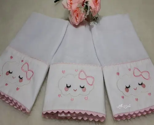 Kit Fraldinhas de Boca Chuva de Amor Menina Rosa