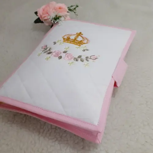 Kit Porta Fraldas e Trocador Portátil Flores Menina