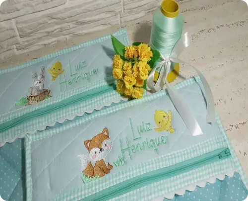 Kit Saquinho Maternidade Personalizado Safari 2pçs