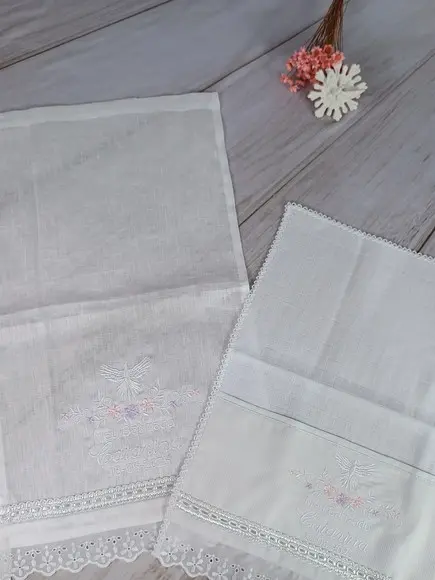 Kit Toalha Batizado Personalizada Fralda Embalagem Floral
