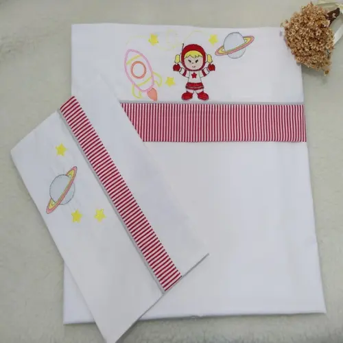 Lençol e Fronha de Carrinho ou Mini Berço Astronauta