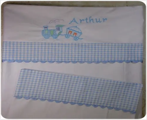 Lençol e Fronha de Carrinho ou Mini Berço Trenzinho