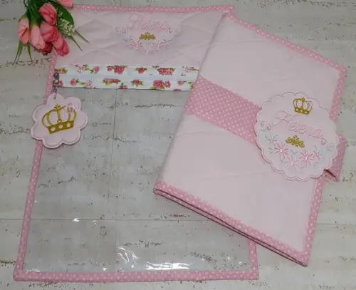 Saquinho Maternidade e Porta Fraldas de Tecido Rosa