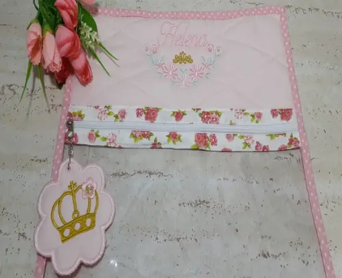 Saquinho Maternidade e Porta Fraldas de Tecido Rosa