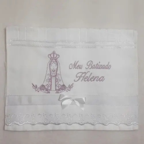 Toalha de Batizado Personalizada Bordada Senhora Aparecida