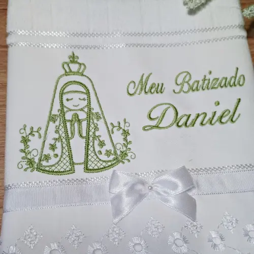 Toalha de Batizado Personalizada Senhora Aparecida Menino