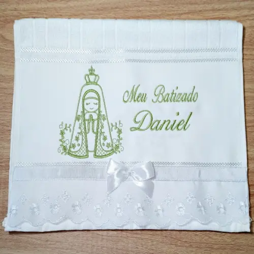 Toalha de Batizado Personalizada Senhora Aparecida Menino
