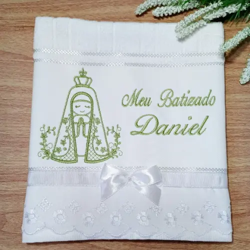 Toalha de Batizado Personalizada Senhora Aparecida Menino