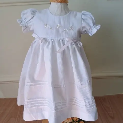 Vestido Batizado Branco Bordado Bebê Infantil Menina