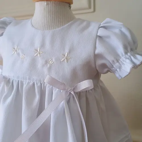 Vestido Batizado Branco Bordado Bebê Infantil Menina