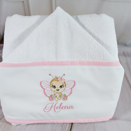 Toalha Banho de Capuz Personalizada Bordado Abelhinha