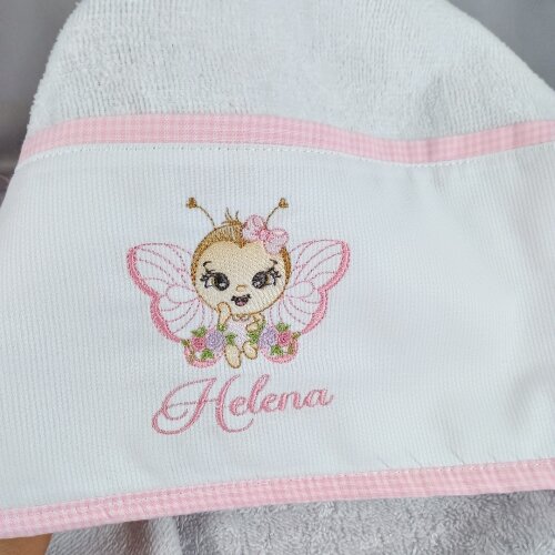 Toalha Banho de Capuz Personalizada Bordado Abelhinha