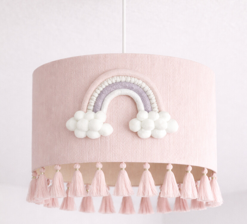 Cúpula abajur macrame com arco-íris personalizável