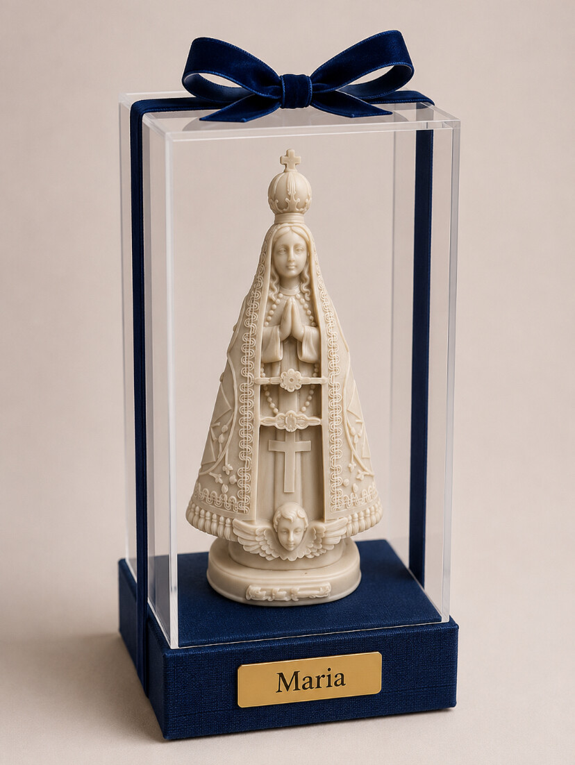 Cúpula de acrílico com imagem de nossa senhora aparecida person