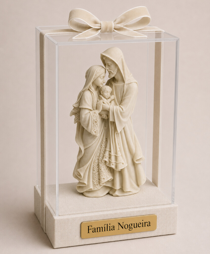 Cúpula acrílico com imagem da sagrada família personalizável