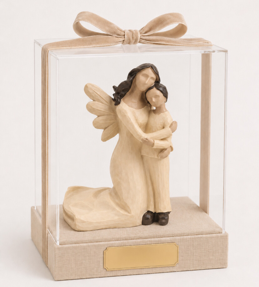Cúpula acrílico com imagem de anjo da guarda com menino importa