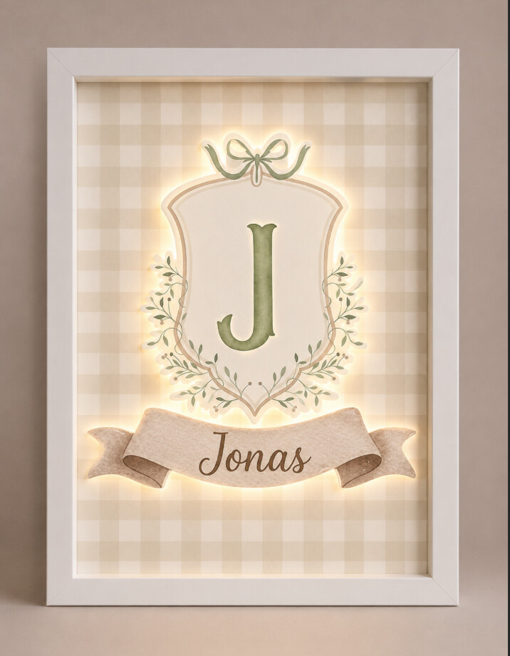 Quadro com colagens sobrepostas com papel premium e led personali