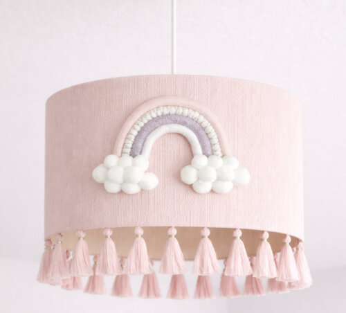 Cúpula abajur macrame com arco-íris personalizável