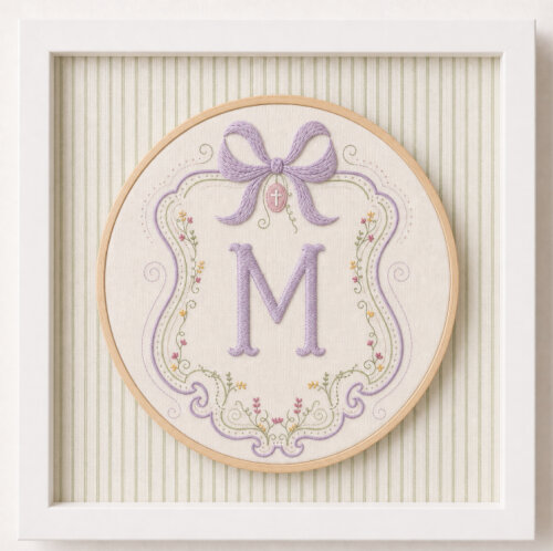 Quadro porta maternidade bordado personalizável