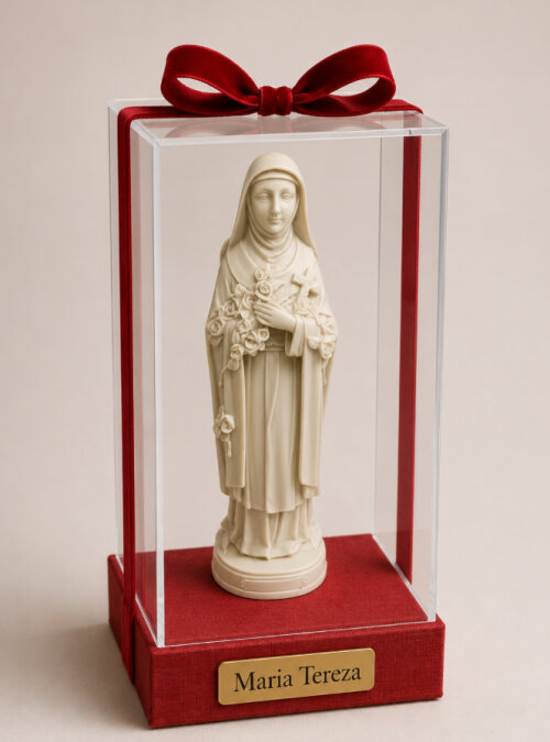 Cúpula de acrílico com imagem de Santa teresinha personalizavel