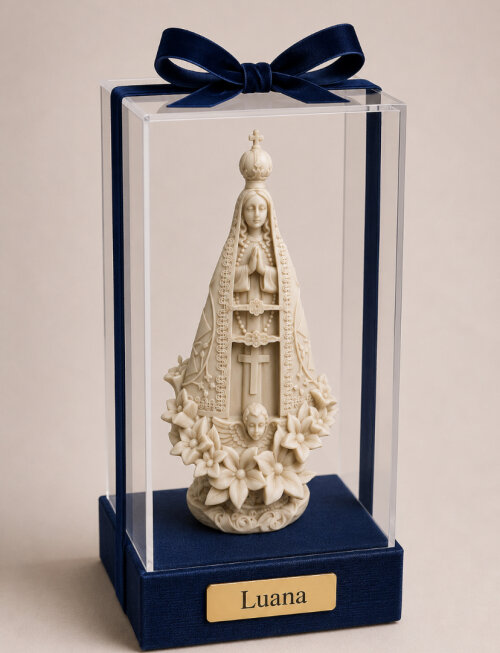 Cúpula acrílico com imagem de nossa senhora aparecida personalizável