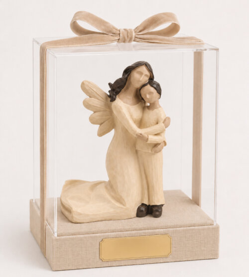 Cúpula acrílico com imagem de anjo da guarda com menino importada personalizável