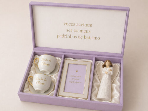 Caixa convite para madrinhas e padrinhos personalizável