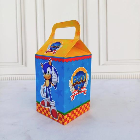 Kit 50 Caixas Sonic Personalizadas Festa Infantil Nome Idade