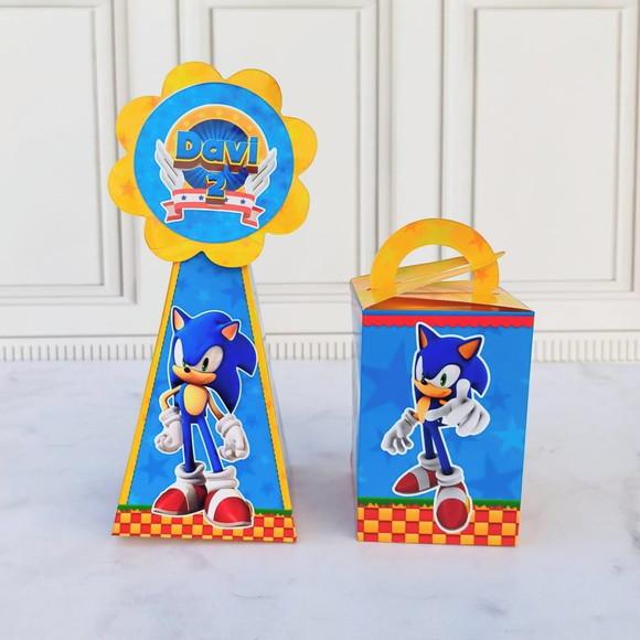 Kit 50 Caixas Sonic Personalizadas Festa Infantil Nome Idade