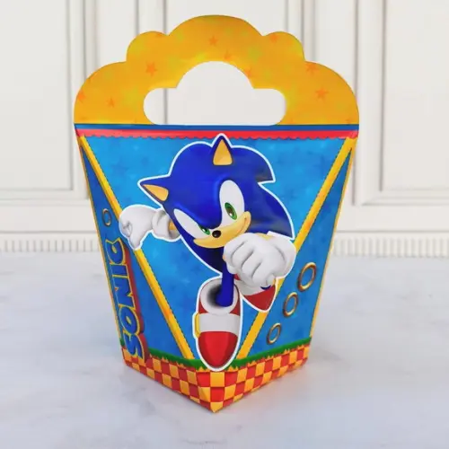 Kit 50 Caixas Sonic Personalizadas Festa Infantil Nome Idade
