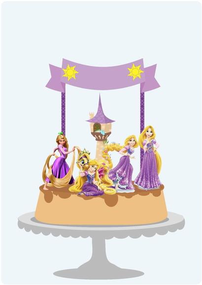 Topo de Bolo Rapunzel